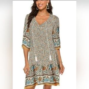 Halife Floral Patterned Dress Or Swim Cover‎ Up